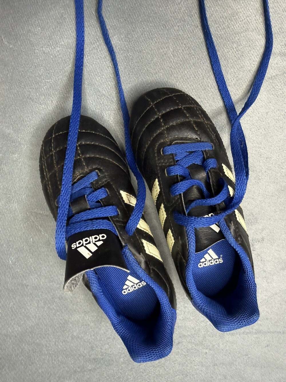 adidas Soccer Cleats Sportswear Black Blue Firm Ground FG Youth Size 11K Unisex
